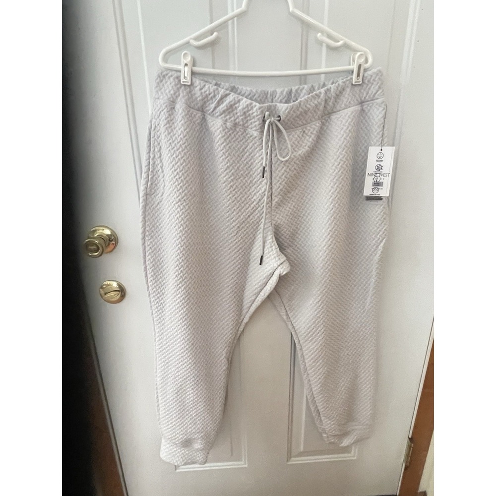 Nine West Active‎ Women's Jogger Pants Gray Textured Lounge Size 1X NWT